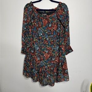 Floral Off the Shoulder Drop Waist Boho Cottagecore Mini Flowy Dress | Size 10